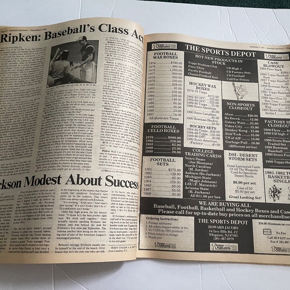 1991 Baseball Card News -Cal Ripken Jr. On the cover - Picture 3 of 3